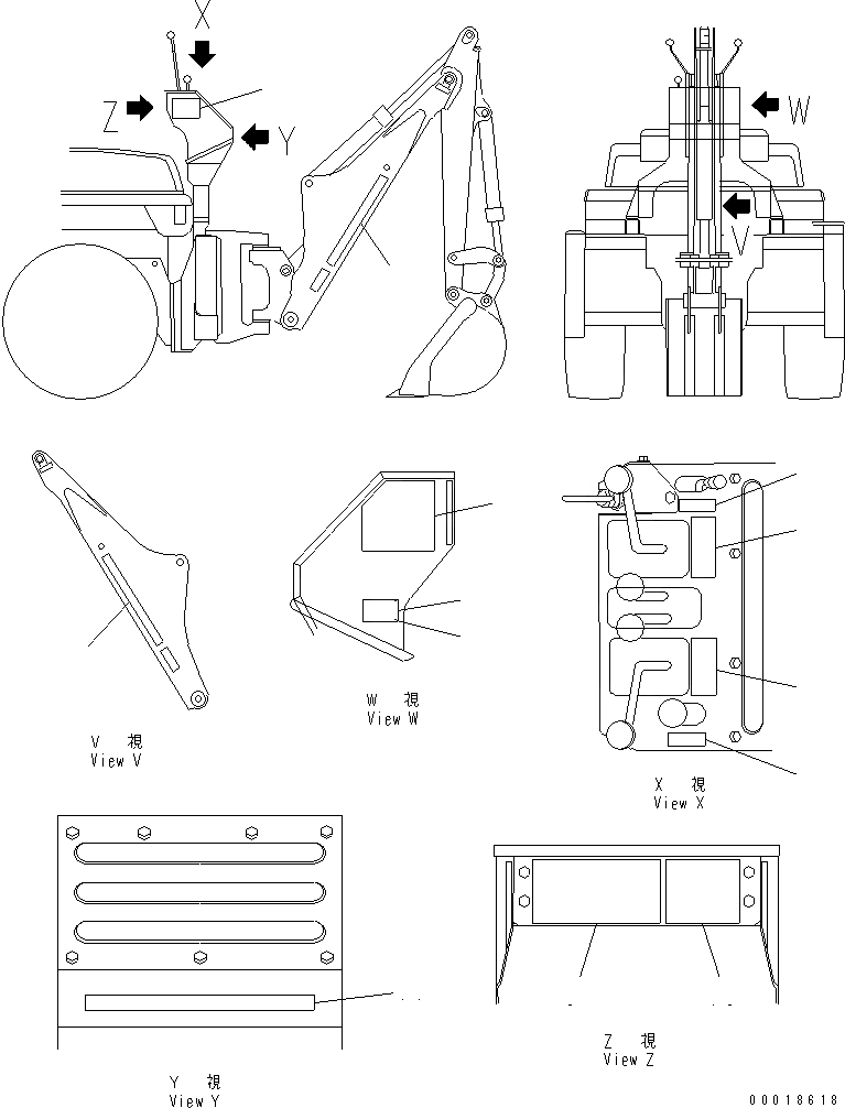 Схема запчастей Komatsu WA30-5 - МАРКИРОВКА (BACK HOE) (АНГЛ.) РАБОЧЕЕ ОБОРУДОВАНИЕ