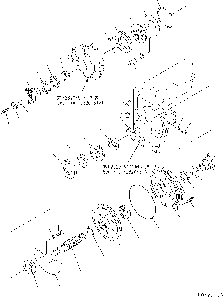 Схема запчастей Komatsu WA30-5-X - ПЕРЕДАЧА (/) (С ТАХОГРАФОМ)(№-) ГИДРОТРАНСФОРМАТОР И ТРАНСМИССИЯ