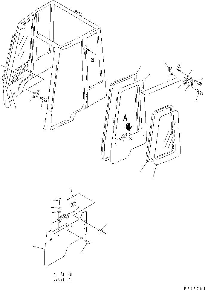 Схема запчастей Komatsu WA30-5 - КАБИНА (/7) (ЛЕВ. И ПРАВ. ДВЕРЬ) (TURN РУКОЯТЬ ТИП)(№79-9888) КАБИНА ОПЕРАТОРА И СИСТЕМА УПРАВЛЕНИЯ