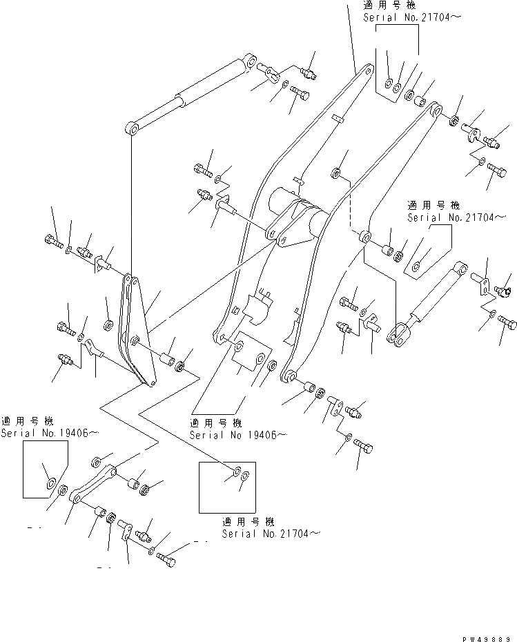 Схема запчастей Komatsu WA30-5RS - РУКОЯТЬ И КОЛЕНЧАТЫЙ РЫЧАГ (С ПЕРЕДН. НАВЕСН. ОБОРУД)(№-) РАБОЧЕЕ ОБОРУДОВАНИЕ