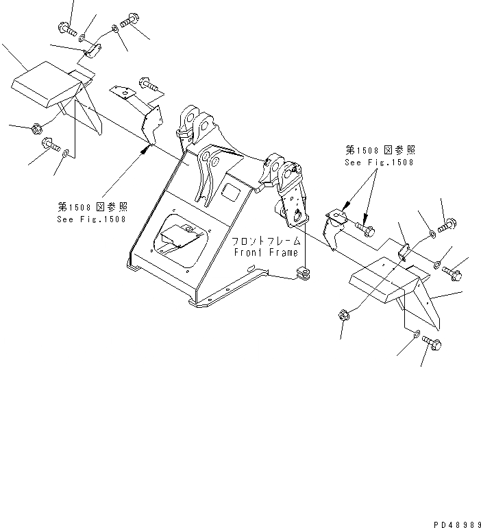 Схема запчастей Komatsu WA300-3A-XT - ПЕРЕДН. КРЫЛО (ТУННЕЛЬН. СПЕЦ-Я.)(№-) РАМА И ЧАСТИ КОРПУСА