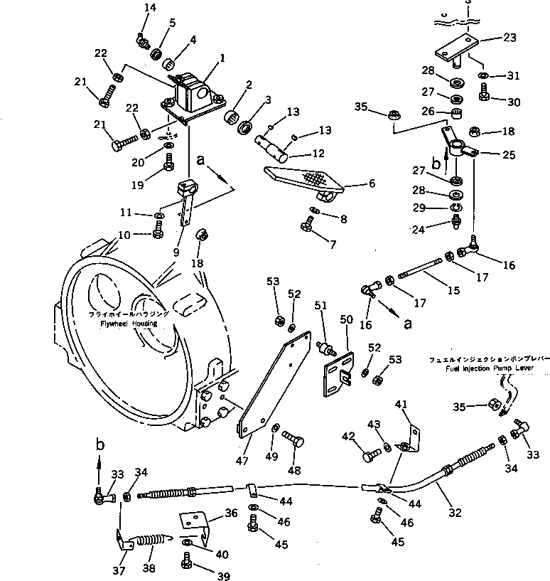 Схема запчастей Komatsu WA300-1 - ПЕДАЛЬ АКСЕЛЕРАТОРАAND МЕХАНИЗМ(№9-9999) КОМПОНЕНТЫ ДВИГАТЕЛЯ И ЭЛЕКТРИКА