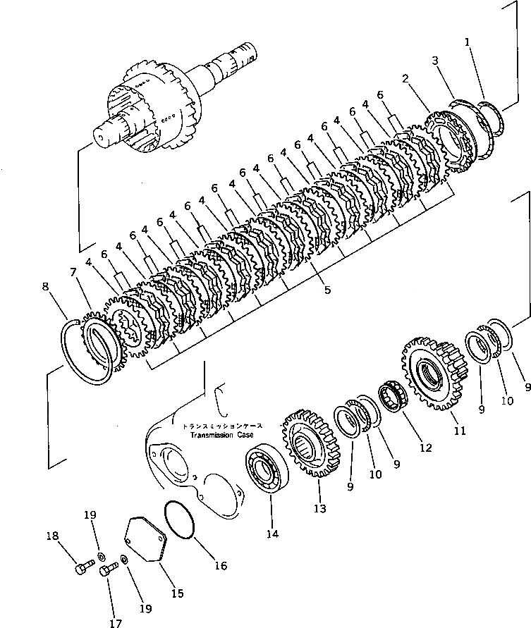 Схема запчастей Komatsu WA300-1 - 2 МУФТА(№-9999) ГИДРОТРАНСФОРМАТОР И ТРАНСМИССИЯ