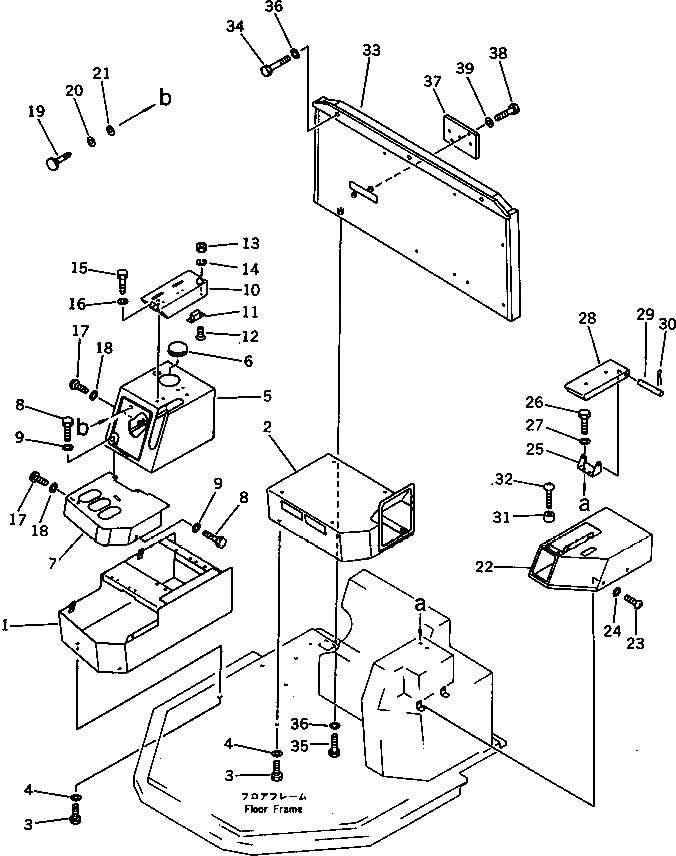 Схема запчастей Komatsu WA300-1 - КОНСОЛЬН. БЛОК (С КОНДИЦИОНЕРОМ И ОБОГРЕВАТЕЛЬ.)(№-) РАМА И ЧАСТИ КОРПУСА