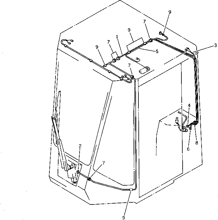 Схема запчастей Komatsu WA300-1 - КАБИНА ROPS (ЭЛЕКТР.) (8/8)(№-9999) РАМА И ЧАСТИ КОРПУСА