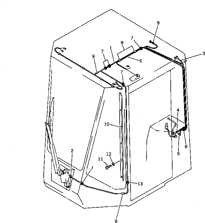 Схема запчастей Komatsu WA300-1 - КАБИНА ROPS (ЭЛЕКТР.) (8/8)(№-) РАМА И ЧАСТИ КОРПУСА
