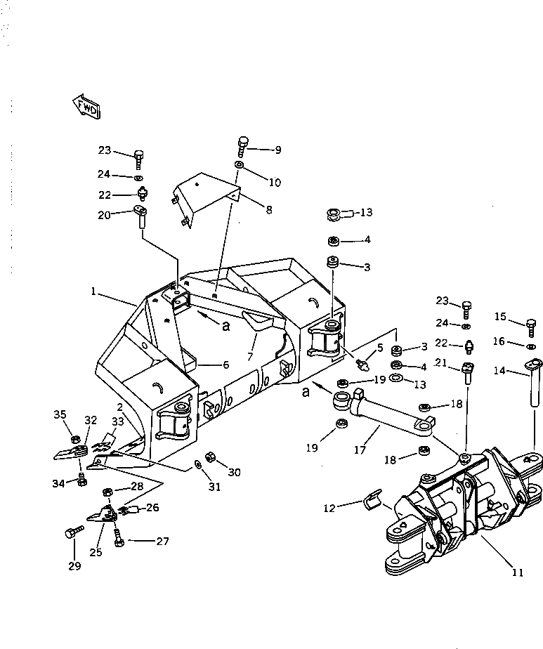 Схема запчастей Komatsu WA300-1 - ДВУСТОРОНН. РАЗГРУЗКА BACKET (/) РАБОЧЕЕ ОБОРУДОВАНИЕ