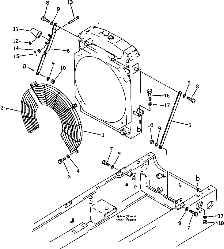 Схема запчастей Komatsu WA300-1 - РАДИАТОР COVER КОМПОНЕНТЫ ДВИГАТЕЛЯ И ЭЛЕКТРИКА