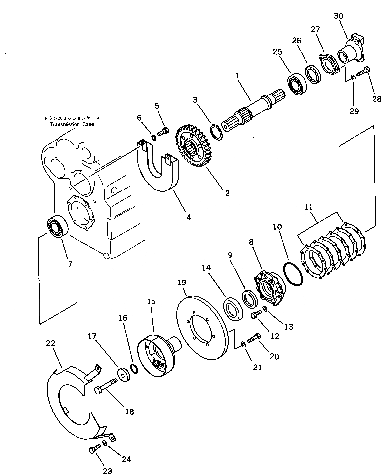 Схема запчастей Komatsu WA300-1 - ВЫХОДНОЙ ВАЛ(№-9999) ТРАНСМИССИЯ