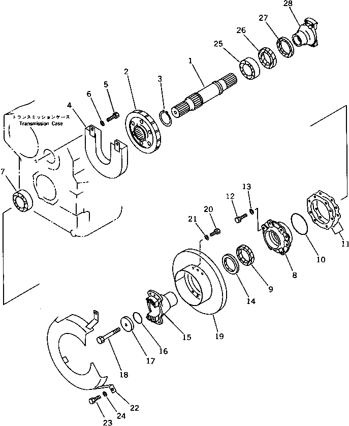 Схема запчастей Komatsu WA300-1 - ВЫХОДНОЙ ВАЛ(№-) ТРАНСМИССИЯ