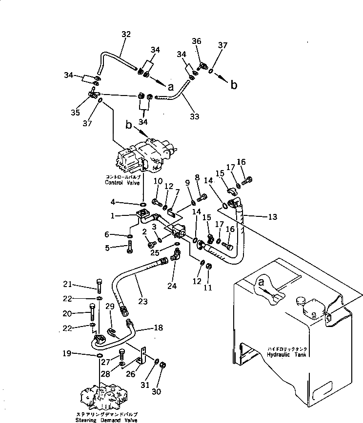 Схема запчастей Komatsu WA300-1 - ГИДРОЛИНИЯ (КЛАПАН - БАК)(№-9999) УПРАВЛ-Е РАБОЧИМ ОБОРУДОВАНИЕМ