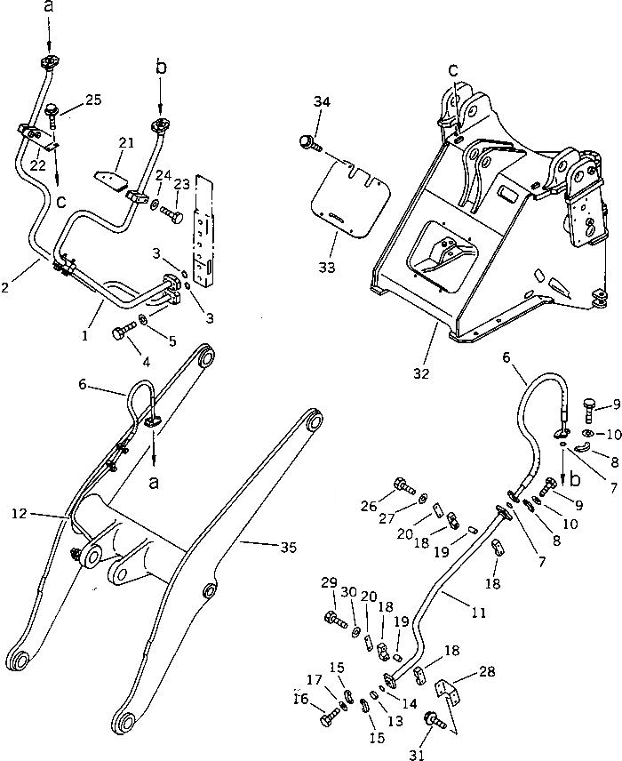 Схема запчастей Komatsu WA300-1 - ГИДРОЛИНИЯ (ПЕРЕДН. НАВЕСН. ОБОРУД) (/)(№-) УПРАВЛ-Е РАБОЧИМ ОБОРУДОВАНИЕМ