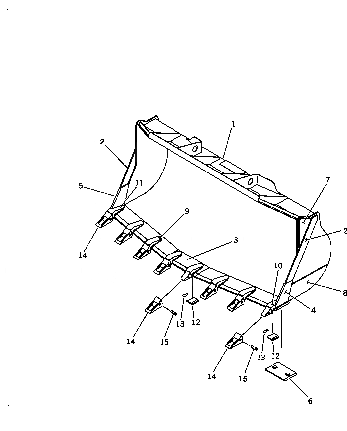 Схема запчастей Komatsu WA300-1 - ROCK КОВШ¤ V-ОБРАЗН КРОМКА .M (С ЗУБЬЯМИ) РАБОЧЕЕ ОБОРУДОВАНИЕ