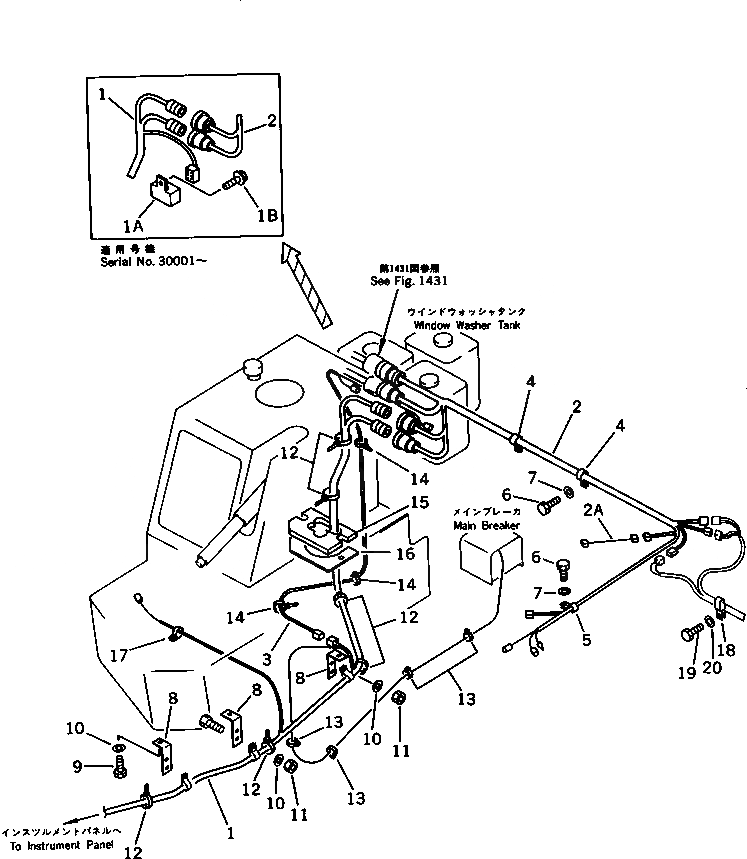 Схема запчастей Komatsu WA300-1 - ЭЛЕКТРИКА (ДЛЯ КАБИНА ДЛЯ 2 ЧЕЛ.)(№-9999) СПЕЦ. APPLICATION ЧАСТИ