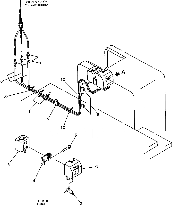 Схема запчастей Komatsu WA300-1 - ОМЫВАТЕЛЬ СТЕКЛА (ДЛЯ КАБИНА ДЛЯ 2 ЧЕЛ.)(№-) СПЕЦ. APPLICATION ЧАСТИ