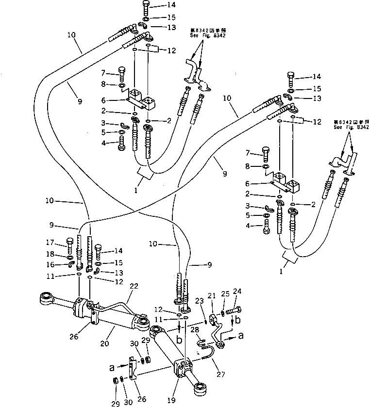 Схема запчастей Komatsu WA300-1 - MULTI ЦИЛИНДР ОТВАЛА ЛИНИЯ (С SHOCK CANCEL ОТВАЛ)(№-) СПЕЦ. APPLICATION ЧАСТИ