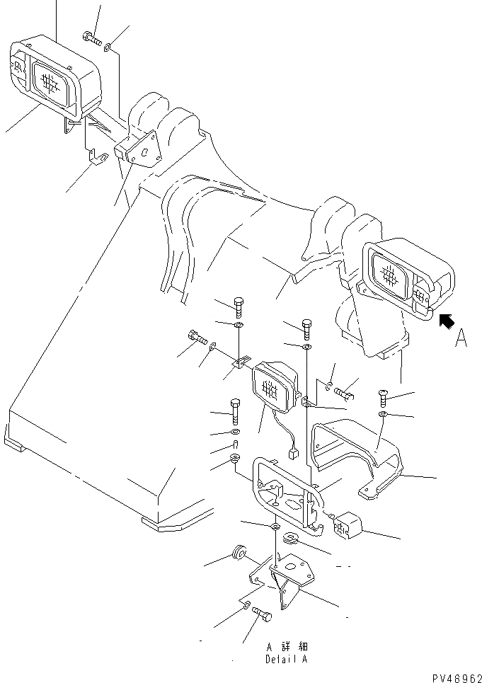 Схема запчастей Komatsu WA300-3A-XW - ЭЛЕКТРИКА (ПЕРЕДН. ОСВЕЩЕНИЕ) (С ПРОТИВОТУМАНН. ФАРАМИ)(№-) КОМПОНЕНТЫ ДВИГАТЕЛЯ И ЭЛЕКТРИКА