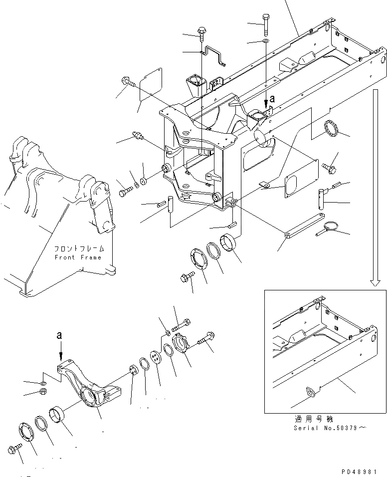 Схема запчастей Komatsu WA300-3A-XW - ЗАДН. РАМА (С КАБИНОЙ ДЛЯ 2 ЧЕЛ.)(№-) РАМА И ЧАСТИ КОРПУСА