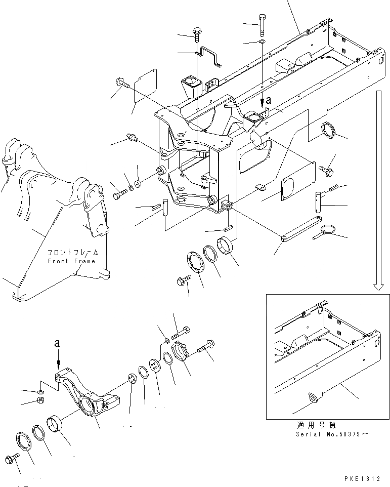 Схема запчастей Komatsu WA300-3A-XW - ЗАДН. РАМА (С ТАХОГРАФОМ)(№-) РАМА И ЧАСТИ КОРПУСА