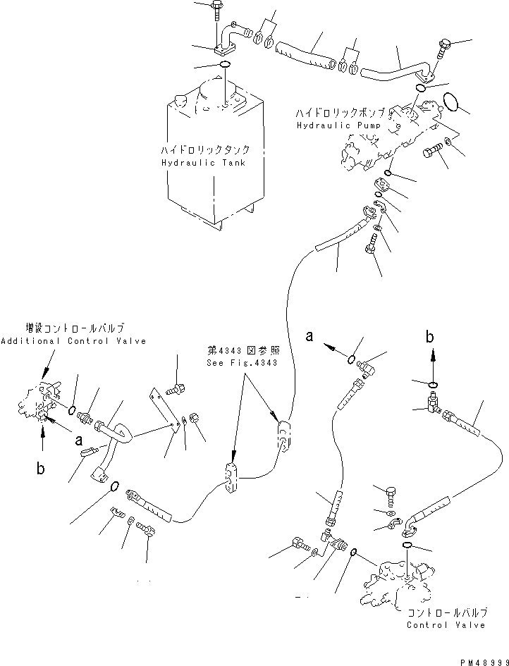 Схема запчастей Komatsu WA300-3A-XW - ГИДРОЛИНИЯ (ВСАСЫВ. И ЛИНИЯ ПОДАЧИ) (С ДОПОЛН.  2-Х СЕКЦИОНН. УПРАВЛЯЮЩ. КЛАПАН)(№-) УПРАВЛ-Е РАБОЧИМ ОБОРУДОВАНИЕМ
