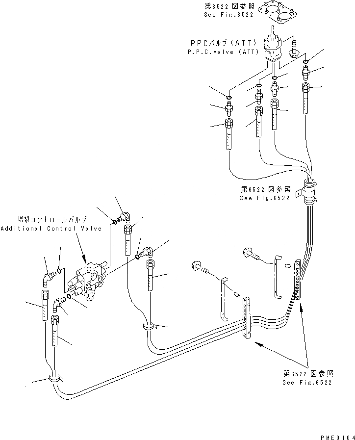Схема запчастей Komatsu WA300-3A-XW - ГИДРОЛИНИЯ (КЛАПАН PPCЛИНИЯ) (MONO РЫЧАГ ТИП) (/) (ГЛАВН. ЛИНИЯ (/)) (4-Х СЕКЦИОНН.)(№-) УПРАВЛ-Е РАБОЧИМ ОБОРУДОВАНИЕМ