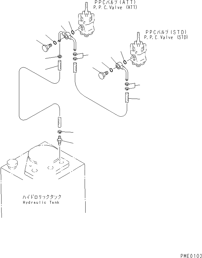 Схема запчастей Komatsu WA300-3A-XW - ГИДРОЛИНИЯ (КЛАПАН PPCЛИНИЯ) (MONO РЫЧАГ ТИП) (/) (ВОЗВРАТН. ЛИНИЯ) (4-Х СЕКЦИОНН.)(№-) УПРАВЛ-Е РАБОЧИМ ОБОРУДОВАНИЕМ