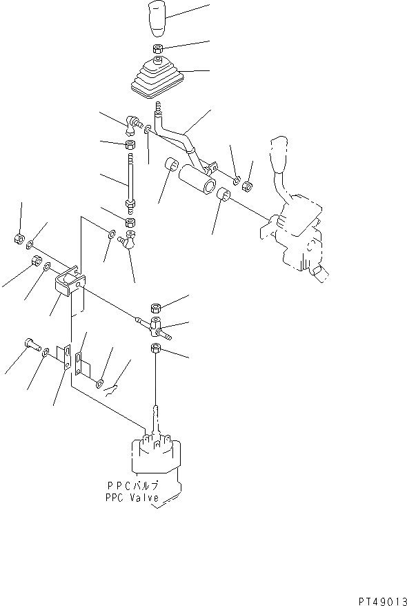 Схема запчастей Komatsu WA300-3A-XW - ПЕРЕДН. УПРАВЛ. НАВЕСН. ОБОРУД. РЫЧАГ И МЕХАНИЗМ(С ПЕРЕДН. НАВЕСН. ОБОРУД)(С 3-Х СЕКЦ. КОНТР. КЛАПАНОМ)(№-) УПРАВЛ-Е РАБОЧИМ ОБОРУДОВАНИЕМ