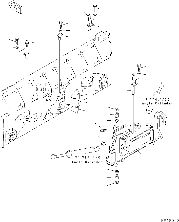 Схема запчастей Komatsu WA300-3A-XW - PITCH И ANGLE SNOW PНИЗ. (С ГИДРАВЛ СОЕДИНИТ. УСТР-ВО) (/)  (НЕСУЩИЙ ЭЛЕМЕНТ)(№-) СПЕЦ. APPLICATION ЧАСТИ