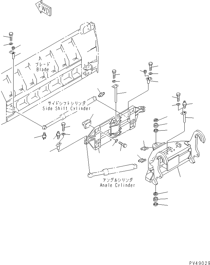 Схема запчастей Komatsu WA300-3A-XW - БОКОВ. СДВИГ¤ PITCH И ANGLE SNOW PНИЗ. (С HYD. СОЕДИНИТ. УСТР-ВО) (/) (НЕСУЩИЙ ЭЛЕМЕНТ)(№-) СПЕЦ. APPLICATION ЧАСТИ