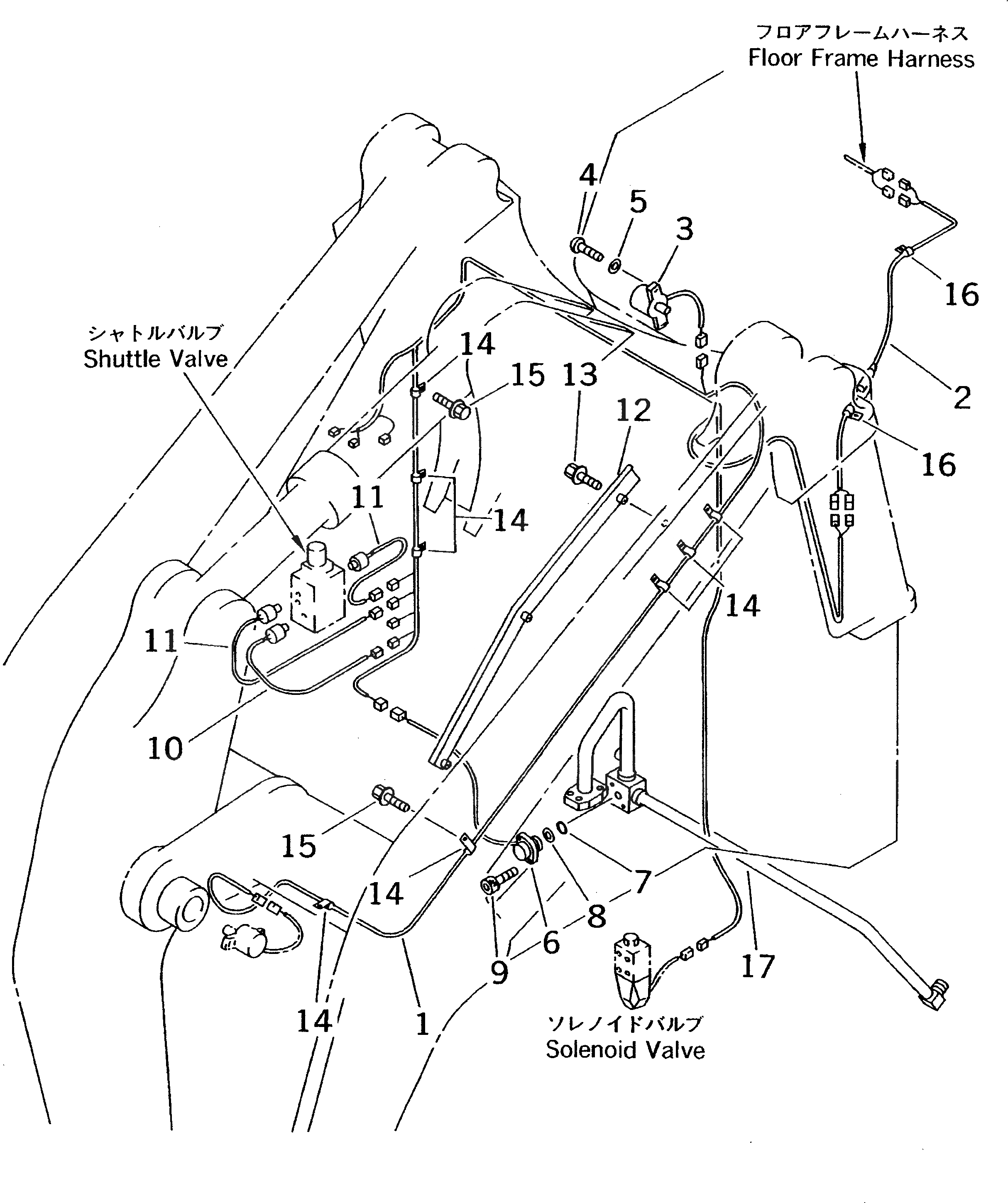 Схема запчастей Komatsu WA300-3A-X - ЭЛЕКТРИКА (УДАЛЕНН. ПОЗИЦИОНЕР КОВШАСИСТЕМА ЛИНИЯ) (/)  (ПЕРЕДН. РАМА)(№-) КОМПОНЕНТЫ ДВИГАТЕЛЯ И ЭЛЕКТРИКА