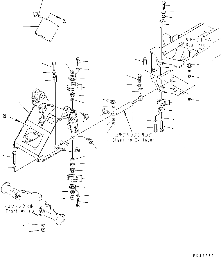 Схема запчастей Komatsu WA300-3A-X - ПЕРЕДН. РАМА (С ECSS)(№-) РАМА И ЧАСТИ КОРПУСА
