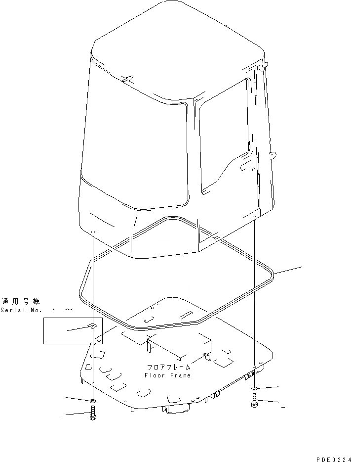 Схема запчастей Komatsu WA300-3A-X - КАБИНА (/9) (ЭЛЕМЕНТЫ КРЕПЛЕНИЯ)(№-) РАМА И ЧАСТИ КОРПУСА