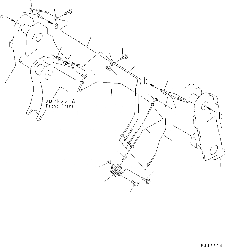 Схема запчастей Komatsu WA300-3A-X - АВТОМАТИЧ. СМАЗ. СИСТЕМА (ПЕРЕДНЯЯ РАМА)(№-) РАМА И ЧАСТИ КОРПУСА