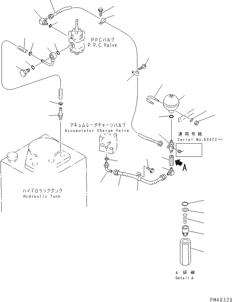 Схема запчастей Komatsu WA300-3A-X - ГИДРОЛИНИЯ (КЛАПАН PPCЛИНИЯ) (/) (КЛАПАН АККУМУЛЯТОРАTO PPC КЛАПАН)(№-) УПРАВЛ-Е РАБОЧИМ ОБОРУДОВАНИЕМ