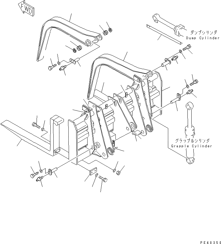 Схема запчастей Komatsu WA300-3A-X - LUMBER ЗАХВАТ (/) (LUMBER ЗАХВАТ)(№-) РАБОЧЕЕ ОБОРУДОВАНИЕ