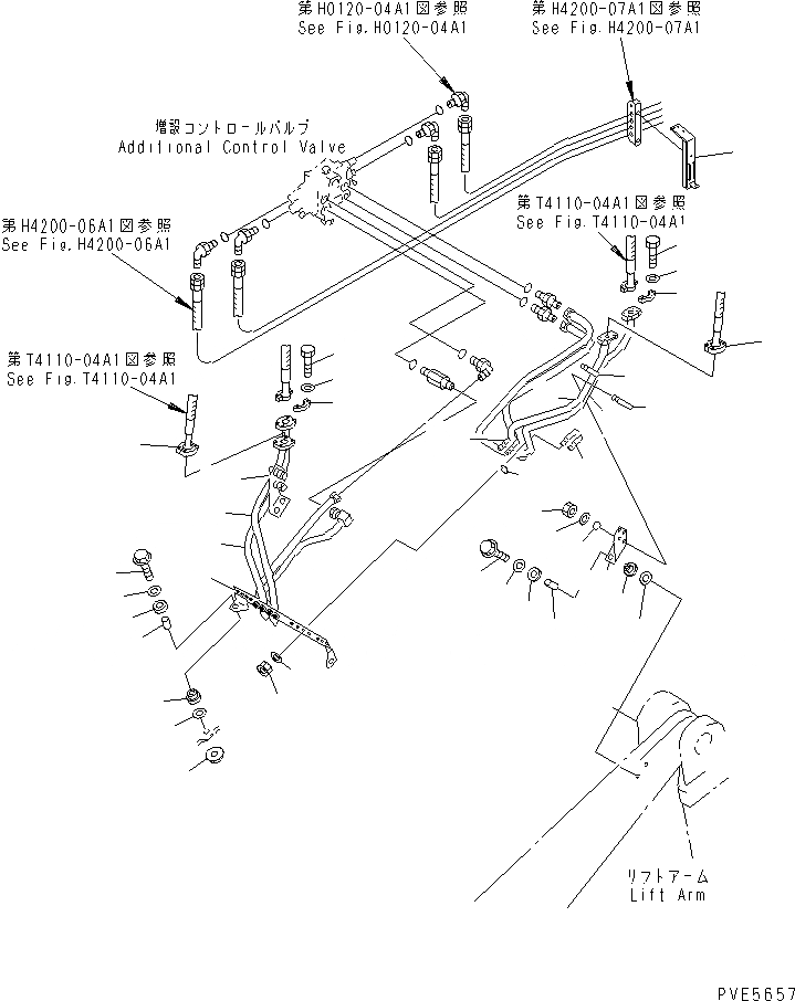 Схема запчастей Komatsu WA300-3A-SN - ГИДРОЛИНИЯ (ЛИНИЯ НАВЕСН. ОБОРУД-Я) (С ДОПОЛН. 2-Х СЕКЦИОНН. КЛАПАН) ГИДРАВЛИКА