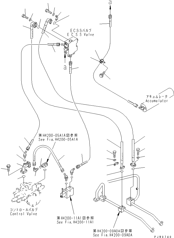 Схема запчастей Komatsu WA300-3A-SN - ГИДРОЛИНИЯ (E.C.S.S. ТРУБЫ) (С ДОПОЛН. 2-Х СЕКЦИОНН. КЛАПАН)(№-) ГИДРАВЛИКА