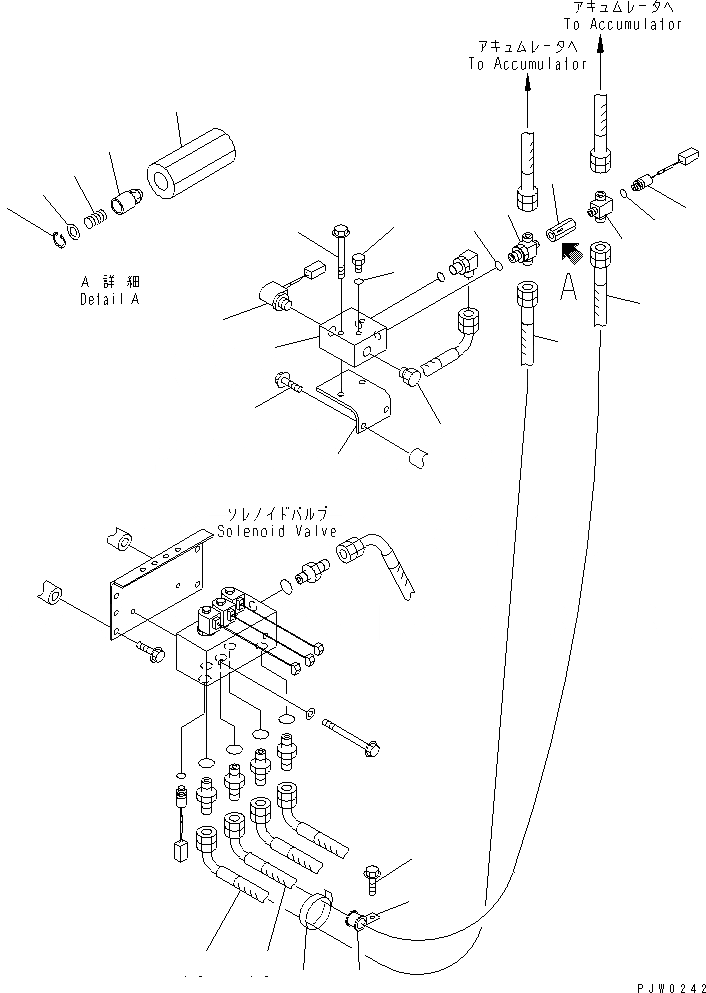 Схема запчастей Komatsu WA300-3A-SN - ГИДРОЛИНИЯ (СОЛЕНОИДНЫЙ КЛАПАН И АККУМУЛЯТОР ЛИНИЯ¤ /) (С 5-СЕКЦИОНН. КЛАПАН И E.C.S.S.)(№-999) ГИДРАВЛИКА