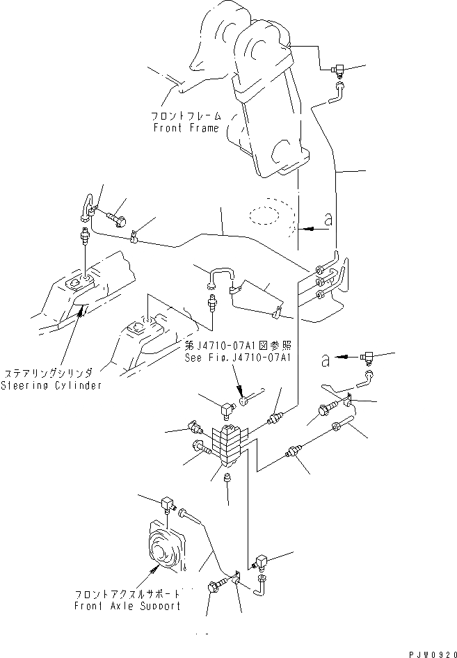 Схема запчастей Komatsu WA300-3A-SN - УДАЛЕННАЯ СМАЗКА (ПЕРЕДН. РАМА ЦЕНТРАЛЬНЫЙ ПАЛЕЦ) (С АВТОМАТИЧ. СМАЗКОЙ) ОСНОВНАЯ РАМА И ЕЕ ЧАСТИ