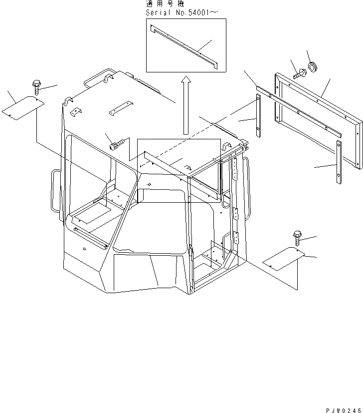 Схема запчастей Komatsu WA300-3A-SN - КАБИНА ДЛЯ 2 ЧЕЛ. (ЗАДН. КРЫШКА)(№-) КАБИНА ОПЕРАТОРА И СИСТЕМА УПРАВЛЕНИЯ