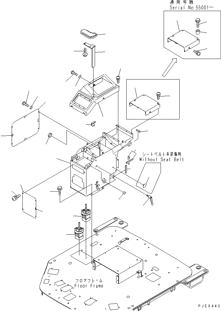 Схема запчастей Komatsu WA300-3A-SN - ПОЛ (ПРАВ. КОНСОЛЬН. БЛОК) (С ТАХОГРАФОМ)(№-9) КАБИНА ОПЕРАТОРА И СИСТЕМА УПРАВЛЕНИЯ