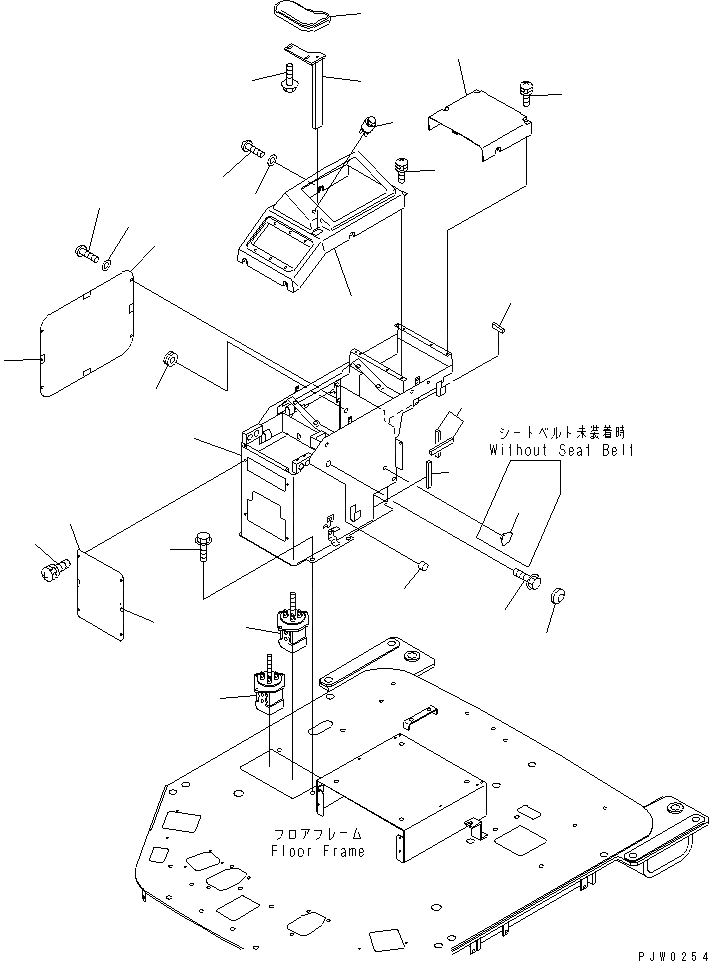 Схема запчастей Komatsu WA300-3A-SN - ПОЛ (ПРАВ. КОНСОЛЬН. БЛОК) (С ТАХОГРАФОМ) (СОЕДИНИТ. УСТР-ВО И E.C.S.S.)(№-999) КАБИНА ОПЕРАТОРА И СИСТЕМА УПРАВЛЕНИЯ