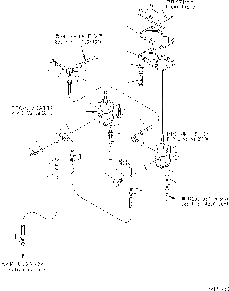 Схема запчастей Komatsu WA300-3A-SN - ПОЛ (ЛИНИЯ КЛАПАНА PPC) (С ТАХОГРАФОМ)(№-9) КАБИНА ОПЕРАТОРА И СИСТЕМА УПРАВЛЕНИЯ