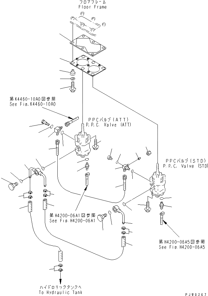 Схема запчастей Komatsu WA300-3A-SN - ПОЛ (ЛИНИЯ КЛАПАНА PPC) (С ТАХОГРАФОМ¤ ПОВОРОТН. SNOW И СОЕДИНИТ. УСТР-ВО)(№-9) КАБИНА ОПЕРАТОРА И СИСТЕМА УПРАВЛЕНИЯ