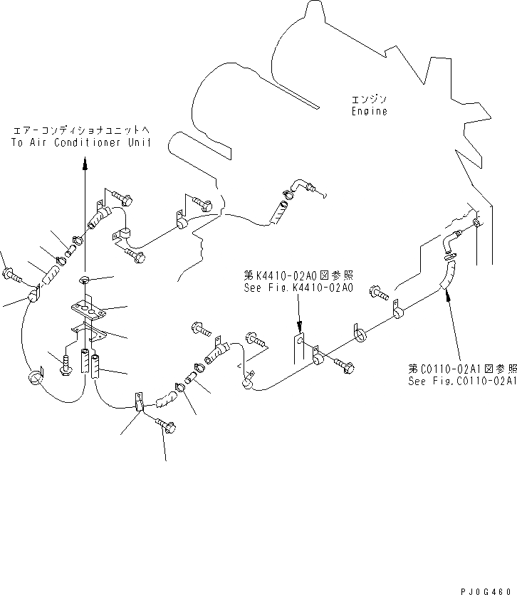 Схема запчастей Komatsu WA300-3A-SN - ГИДР. ПРОВОД. ОБОГРЕВАТЕЛЯ(№9-) КАБИНА ОПЕРАТОРА И СИСТЕМА УПРАВЛЕНИЯ