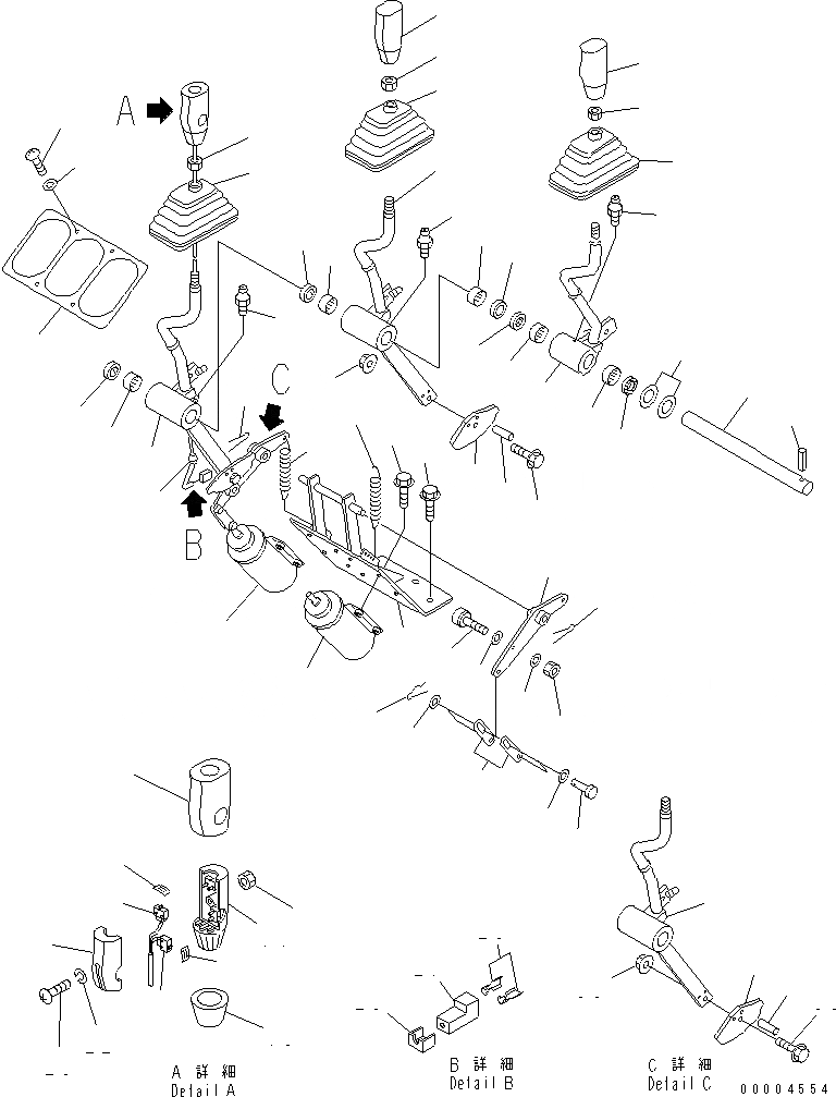 Схема запчастей Komatsu WA300-3A-SN - УПРАВЛЕНИЕ ПОГРУЗКОЙ (РЫЧАГ УПРАВЛЕНИЯ РАБОЧИМ ОБОРУДОВАНИЕМ) (С 3-Х СЕКЦИОНН. КЛАПАН)(№9-) КАБИНА ОПЕРАТОРА И СИСТЕМА УПРАВЛЕНИЯ