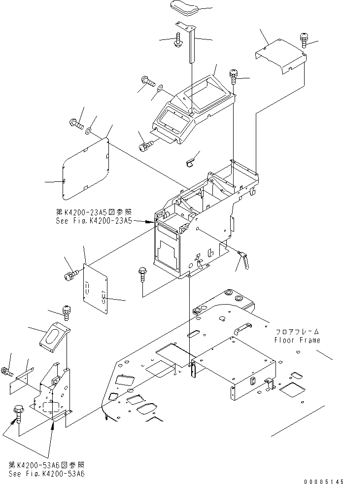 Схема запчастей Komatsu WA300-3A-SN - ПОЛ (ПРАВ. КОНСОЛЬН. БЛОК) (С 5-СЕКЦИОНН. КЛАПАН)(№9-) КАБИНА ОПЕРАТОРА И СИСТЕМА УПРАВЛЕНИЯ