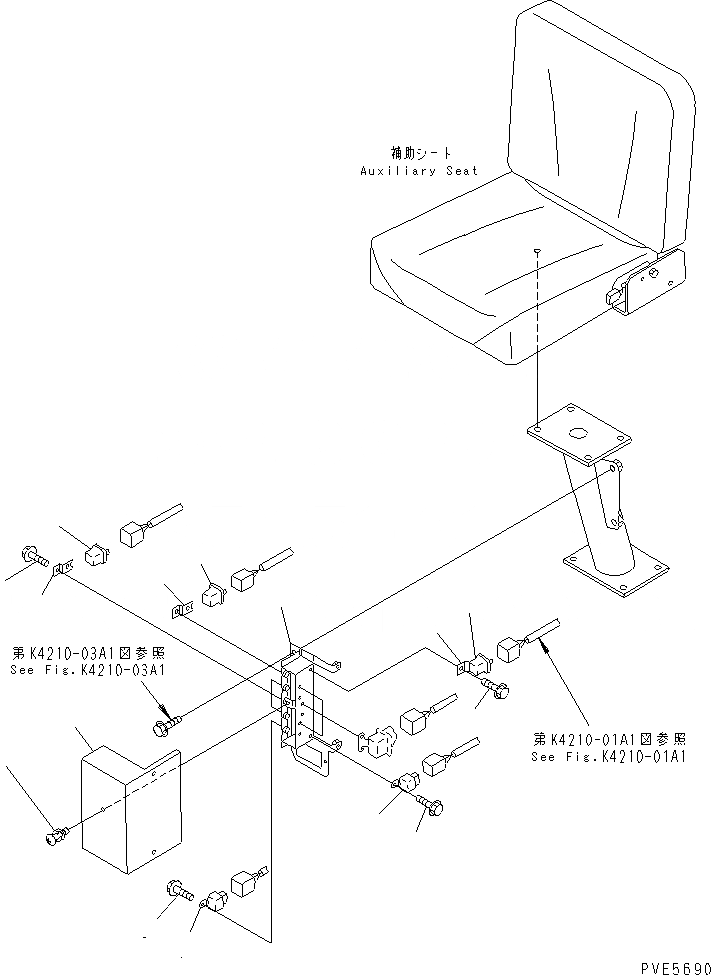 Схема запчастей Komatsu WA300-3A-SN - ПОЛ Э/ПРОВОДКА (РЕЛЕ И ПРЕДОХРАНИТЕЛИ¤ ВСПОМОГ. СИДЕНЬЕ ) (С КАБИНОЙ ДЛЯ 2 ЧЕЛ.) КАБИНА ОПЕРАТОРА И СИСТЕМА УПРАВЛЕНИЯ