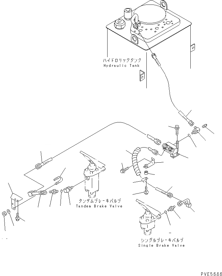 Схема запчастей Komatsu WA300-3A-SN - УПРАВЛ-Е ТОРМОЗОМ (ТОРМОЗНОЙ КЛАПАН - ГИДР. БАК.) КАБИНА ОПЕРАТОРА И СИСТЕМА УПРАВЛЕНИЯ