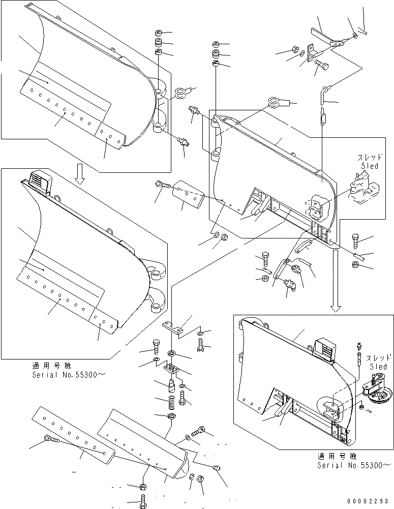 Схема запчастей Komatsu WA300-3A-SN - ОТВАЛ (С SHOCK CANCEL MULTI ОТВАЛ) РАБОЧЕЕ ОБОРУДОВАНИЕ
